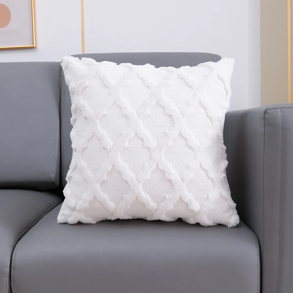Beige Grey White Solid Cushion Cover Fluffy Embroidery Diamond Soft Home Decoration Pillow Cover Living Room 30x50cm 45x45cm